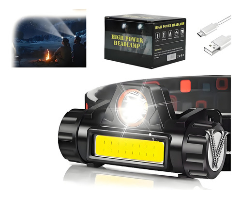 Moreka® Linterna Led Para Faros Delanteros Recargable Led Para Correr, Acampar, Senderismo Y Más Lúmenes, Linterna Recargable Por Usb, Para Acampar Al Aire Libre, Ciclismo, Pesca