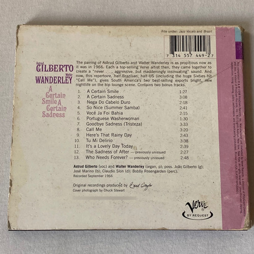 Gilberto & Wanderley / A Certain Smile A Certain Sad Cd 1998 Edición Limitada (Usado)