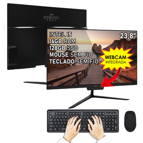All In One Completo Preto I5 16gb Ssd 128gb 23,8 Strong Tech