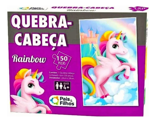 Quebra Cabeça 150 Peças Rainbow Unicórnio - Pais E Filhos