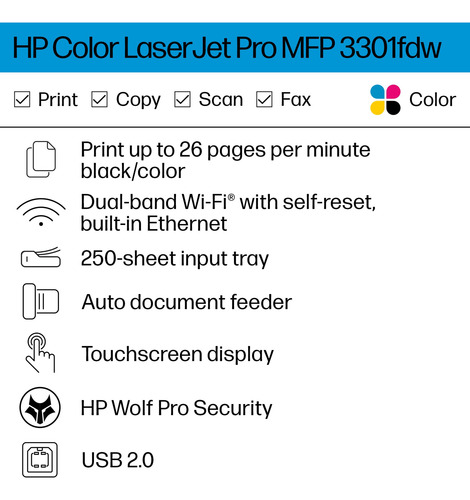 Hp Color Laserjet Pro Mfp 3301fdw Impresora Láser Mmg