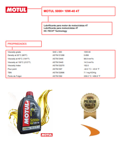 Motul 5000+ 10w-40 1l Kit Com 2 Unidades