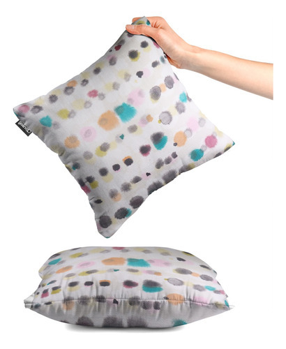 Set Fundas Cojines Sala Decorativas Estampado Cuadrado 2 Pzs Color Blanco