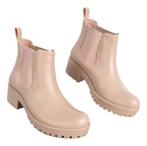 Imagen 7 de 10 de Bota De Lluvia Mujer/ Elásticos/ Caña Corta/ Taco Campus G02