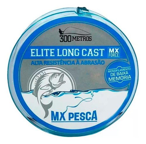 Linha Mx Pesca Elite Long Cast 300m Azul Claro 0,33 13,60kg