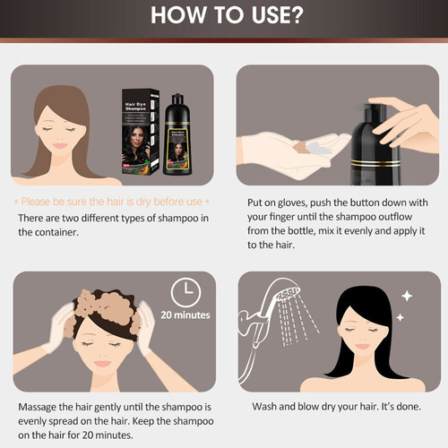 Champús Instantáneos Para Teñir El Cabello Castaño Y Negro,