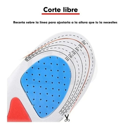 Imagen 6 de 9 de Par Plantillas Ortopédica Gel Fascitis Espolón Ajustable Pie