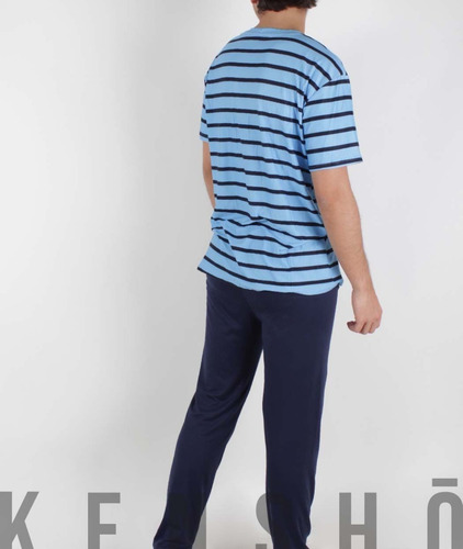 Imagen 5 de 8 de Pijamas Hombre Y Mujer Azul Pants Nueva Algodón Fpx