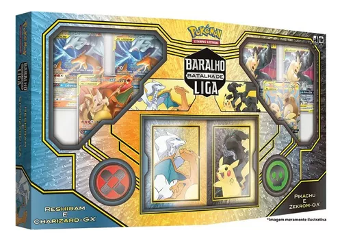 Box Batalha De Liga Zekrom Pikachu Vs Charizard Reshiram Gx