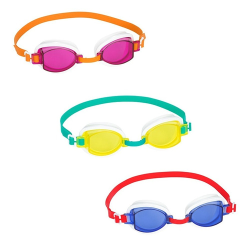 Goggles Infantiles De Colores 3 Piezas Natación 7 A 14 Años 