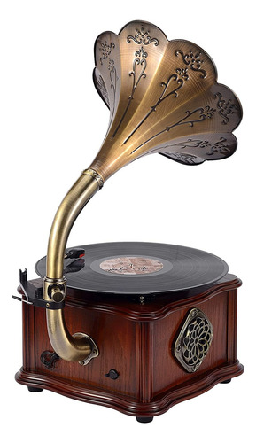 Tocadiscos Vintage Tipo Fonografo Meageal Bluetooth Y Fm