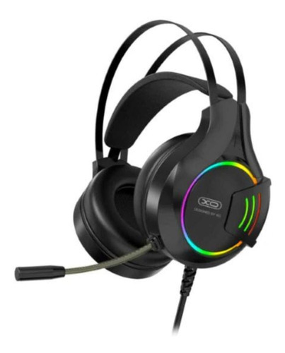 Auriculares Gamer Para Pc Con Micrófono Ajustable Color Negro Color de la luz Arcoiris