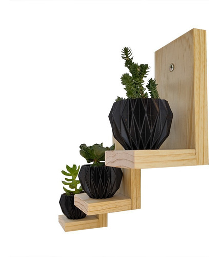 Kit 3 Mini Prateleiras De Madeira Pinus Para Decoração 