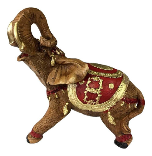 Elefante Indiano Com Manto Vermelho Decorativo Sorte E União