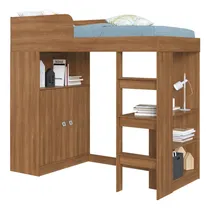 Comprar Cama cama alta Art In Móveis Art in Móveis solteiro cor marrom fabricado em mdp