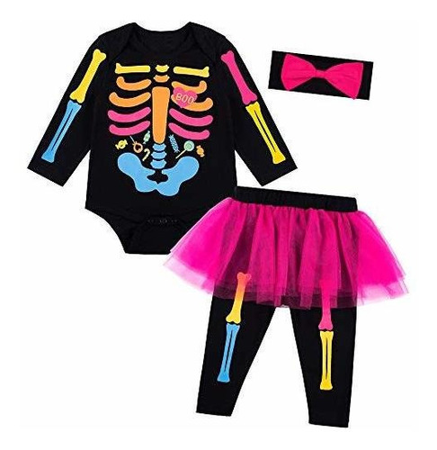 Baby Girls Recién Nacido Esqueleto Halloween Traje Tra...