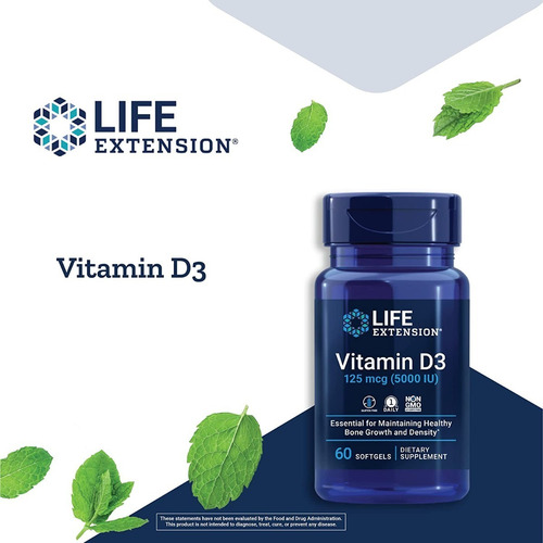 Imagen 3 de 6 de Vitamina D3 5.000 Ui Life Extension