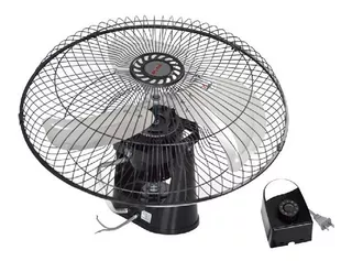 Ventilador de pared y de techo Mytek 3126 negro con 3 aspas color plateado de metal, 18" de diámetro 127 V