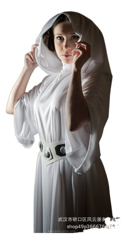 Vestido Largo Blanco De Star Wars Leah Princesa Para Hallowe