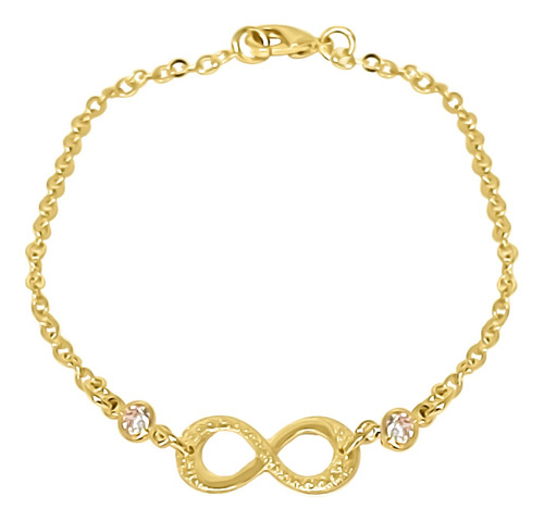 Pulsera Infinito Texturado Circón Enchapado Oro 18k