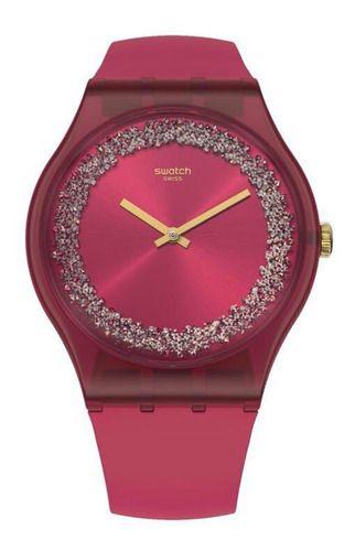 Reloj Swatch Mujer Ruby Rings Suop111 Silicona Sumergible Color de la malla Rosa Color del bisel Rosa Color del fondo Rosa