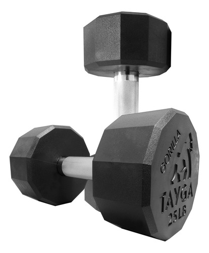 Par Pesas Mancuernas 25lb C/u Tayga Gorilla Gimnasio Color Negro
