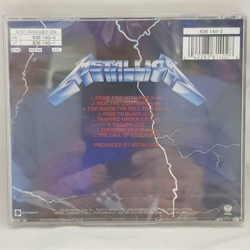 Imagen 2 de 2 de Metallica Ride The Lightning Cd Nuevo Y Sellado Musicovinyl