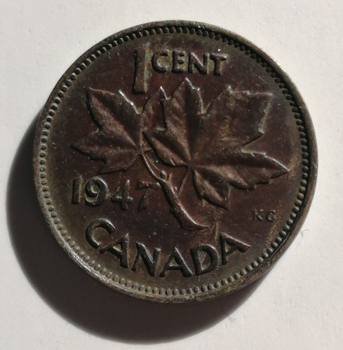 #34 1 Centavo De Dólar Canadá (penny) 1947