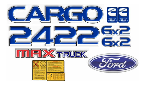 Adesivo Ford Cargo 2422 6x2 Max Truck Emblema Caminhão Kit54