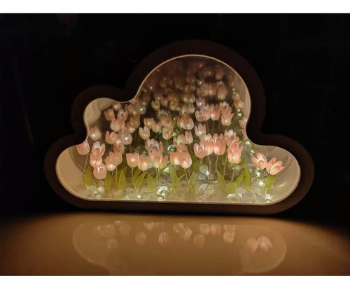 Luz Nocturna Con Espejo De Tulipán Led Nube Para Dormitorio