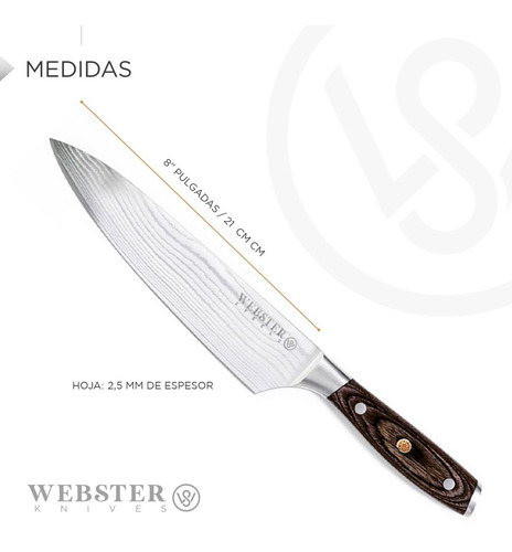 Imagen 4 de 5 de Cuchillo Acero Premium Webster Parrillero Cocina Chef Asado