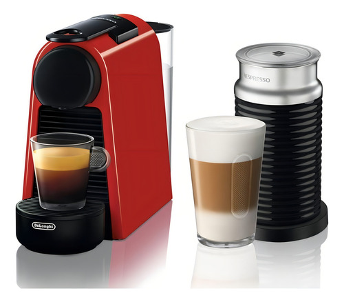 Cafeteira de presente vermelha Nespresso Essenza Mini + Aeroccino de 14 xícaras