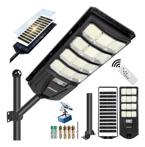 Lámpara Solar Exterior 288 Led Panel IP65 lmpermeable Sensor de Movimiento para Jardin Suburbano Garaje Alumbrado Luz