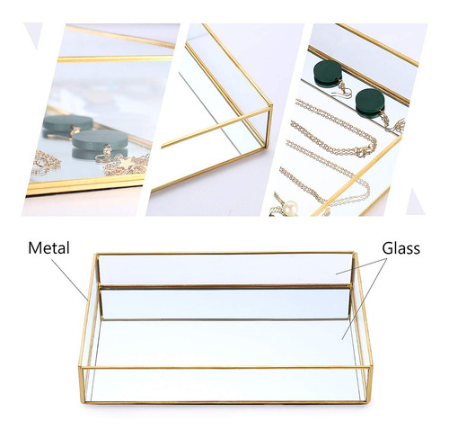 Imagen 7 de 10 de Set X2 Bandejas De Metal Para Organizar Maquillaje Joyas