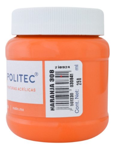 Pintura Acrilica Politec 250 Ml Acrilico Colores A Escoger Color Naranja 308