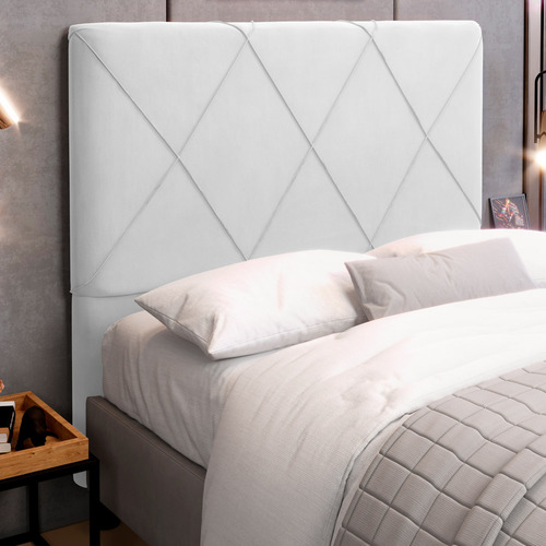 Cabeceira Cama Box Casal King Size Mel 195cm Corino Branco
