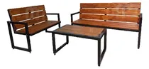 Comprar Kit Banco Jardin Sillones Y Mesa, Hierro Y Madera En Stock