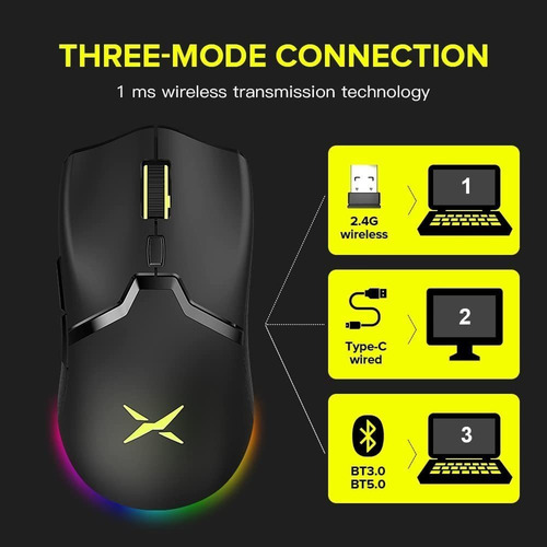 Mouse Gamer Sem Fio Recarregável 6 Botões Dpi 19000