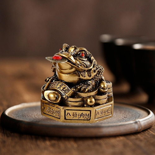 2 Lucky Charm Wealth Frog Figurita Ranas De Dinero De Bronce