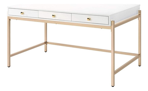 Escritorio Acme Furniture Ottey, Color Blanco Brillante Y Do