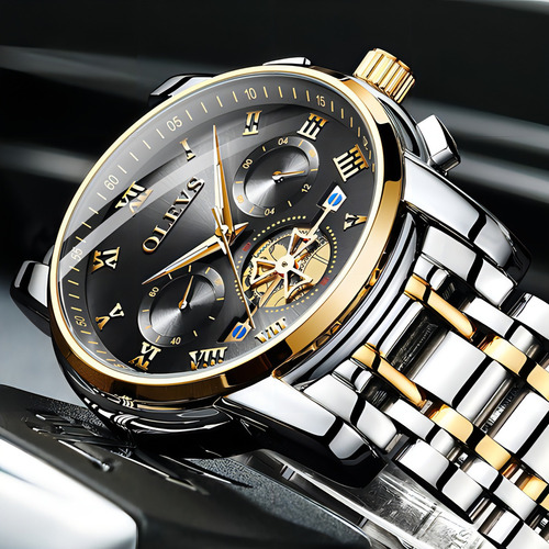 Reloj De Cuarzo Olevs 2859 Hollow Out Tourbillon Color Del Fondo Silver Gold Black