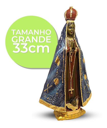 Nossa Sra Aparecida Italiana Gesso Altamente Detalhada 30cm