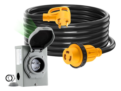Cable Rv 15 Pies 30a Nema Tt-30p A L5-30r Con Caja Y Led