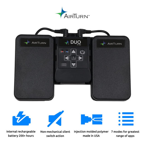 Pedal Bluetooth Sem Fio Page Turner Airturn Duo500 Silent
