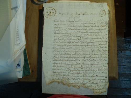 Manuscrito Y Sello Fiscal. Santa Fe 1785. Joachin Sanchez...