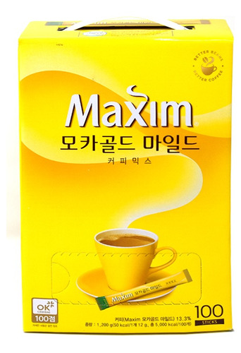 Café Coreano Instantáneo Maxim - 1 Caja 100 Sobres Porciones