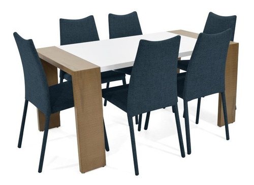 Set Comedor Illinois Cenizo Con 6 Sillas Palermo