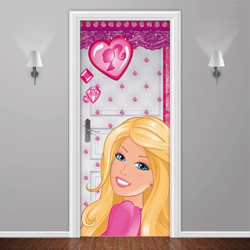 Adesivo P/ Porta - Barbie Infantil Quarto Parede Decorativo