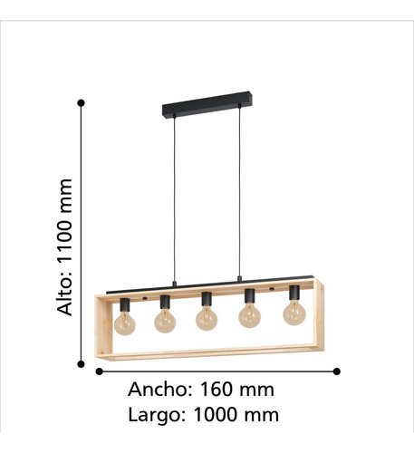 Lámpara Colgante Famborough Acero Negro E27 5x40w 43414