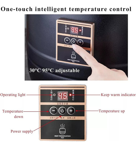 Bufetera Electrico Caliente Acero Inoxidable Negro 400w 10l